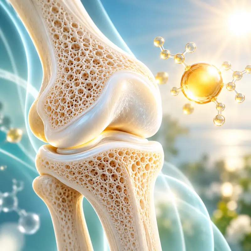 Bone structure and sunlight representing vitamin D health